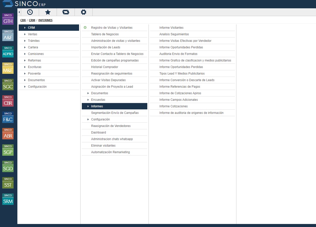 screenshot of SINCO CBR